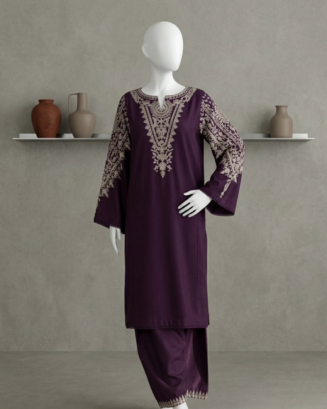 2PCS UNSTITCHED LAWN EMBRIODERED SUIT