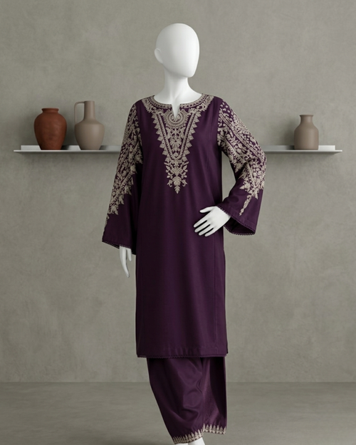 2PCS UNSTITCHED LAWN EMBRIODERED SUIT