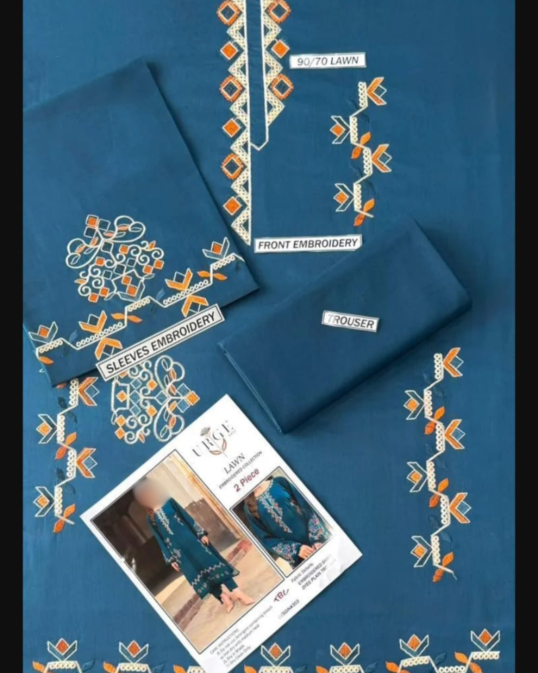 2PCS UNSTITCHED LAWN EMBROIDERED SUIT