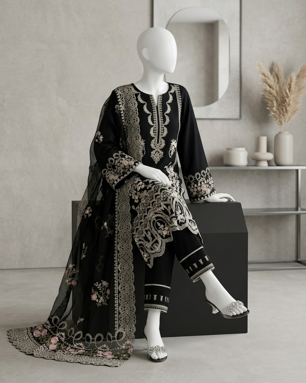 3PCS UNSTITCHED LAWN EMBRIODERED SUIT