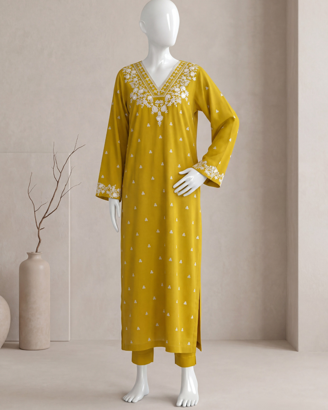 3PCS  UNSTITCHED LAWN EMBROIDERED SUIT