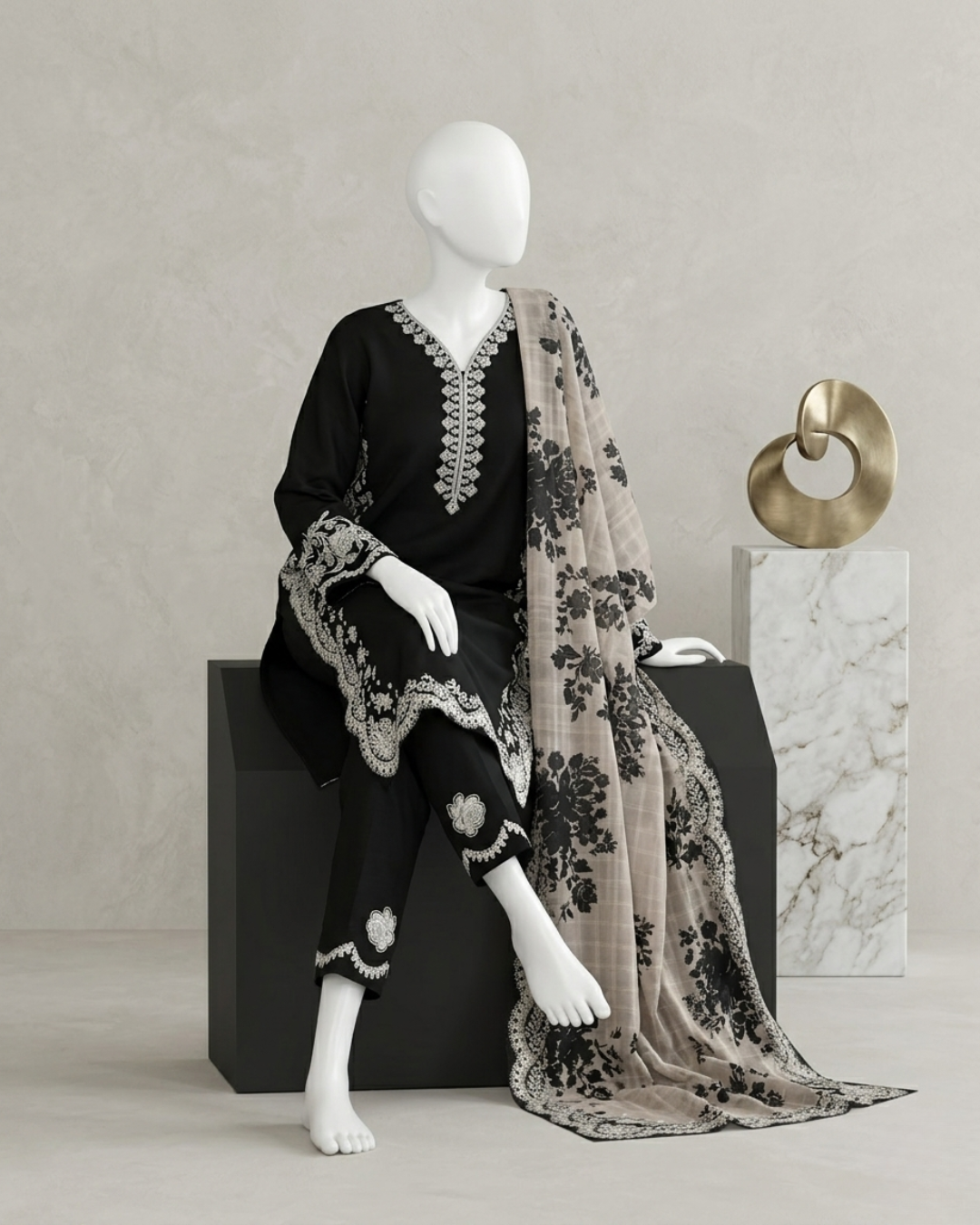 3PCS UNSTITCHED LAWN EMBRIODERED SUIT