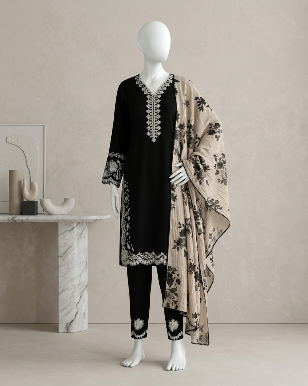 3PCS UNSTITCHED LAWN EMBRIODERED SUIT