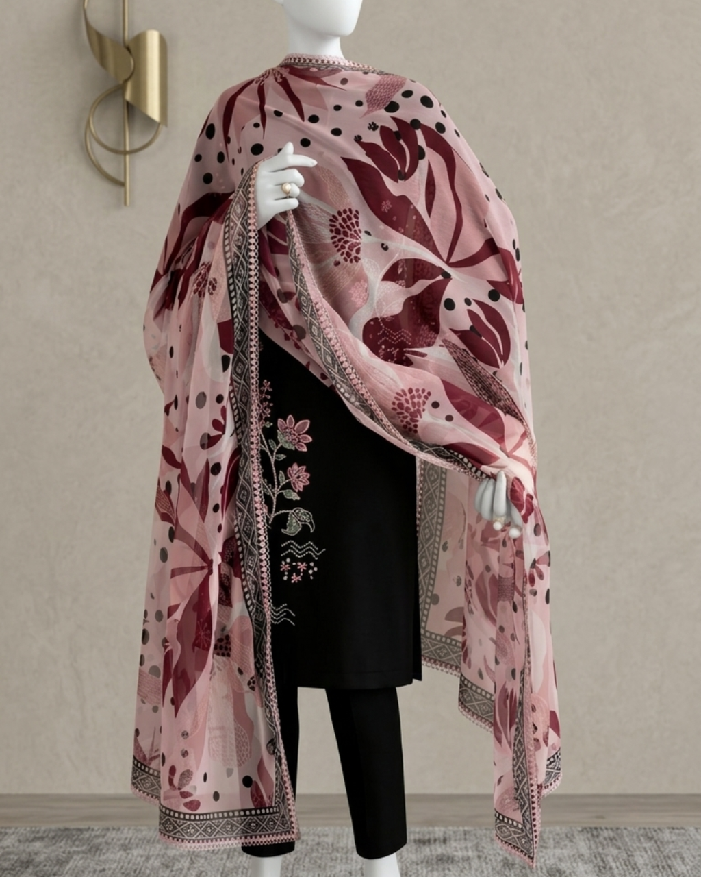 3PCS UNSTITCHED LAWN EMBROIDERED SUIT