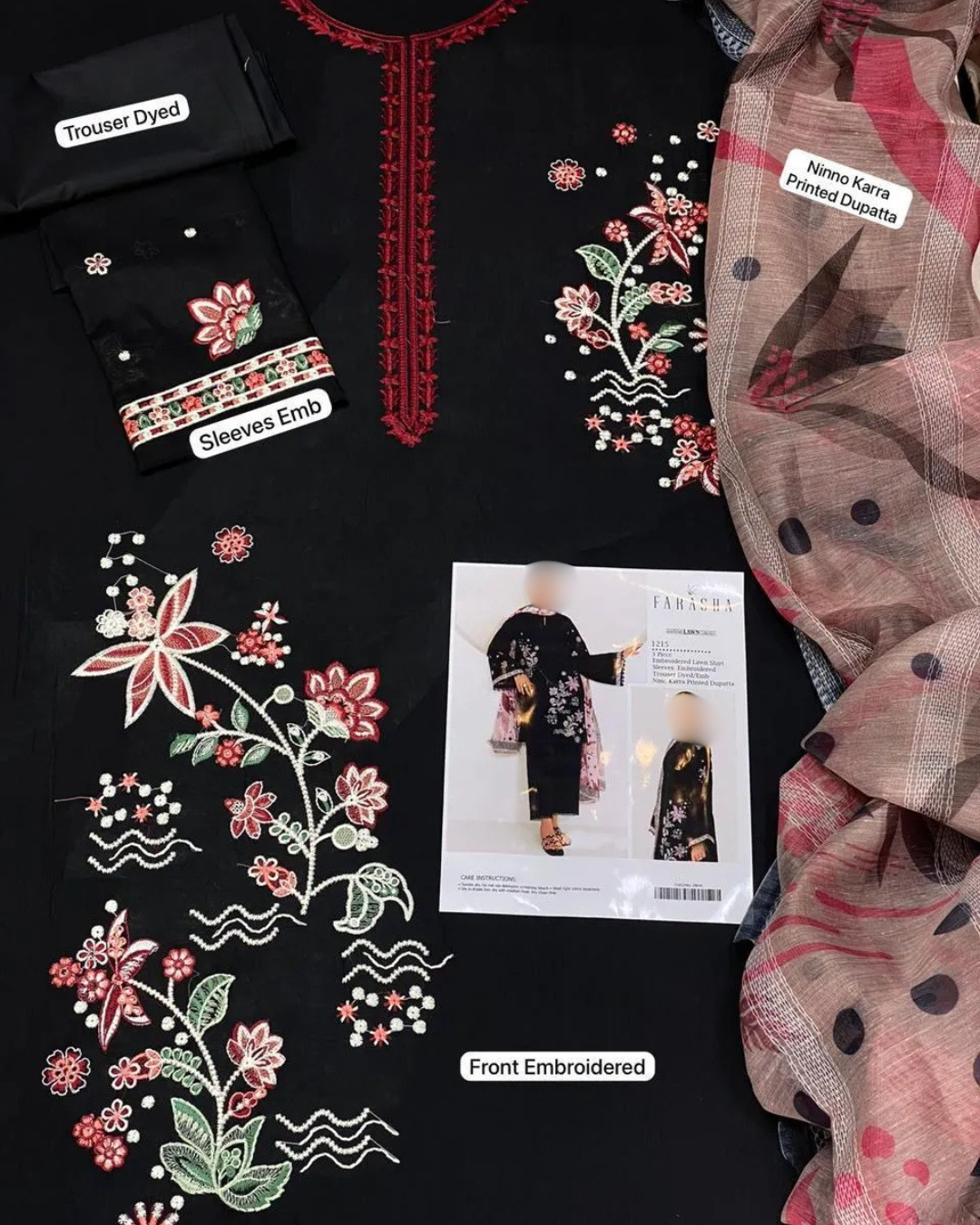 3PCS UNSTITCHED LAWN EMBROIDERED SUIT