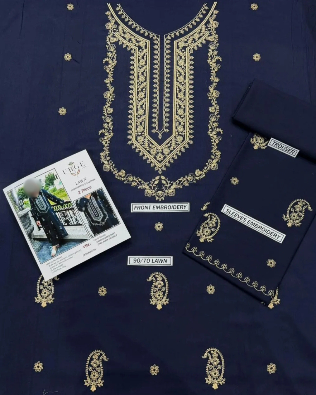 2PCS UNSTITCHED LAWN EMBRIODERED SUIT