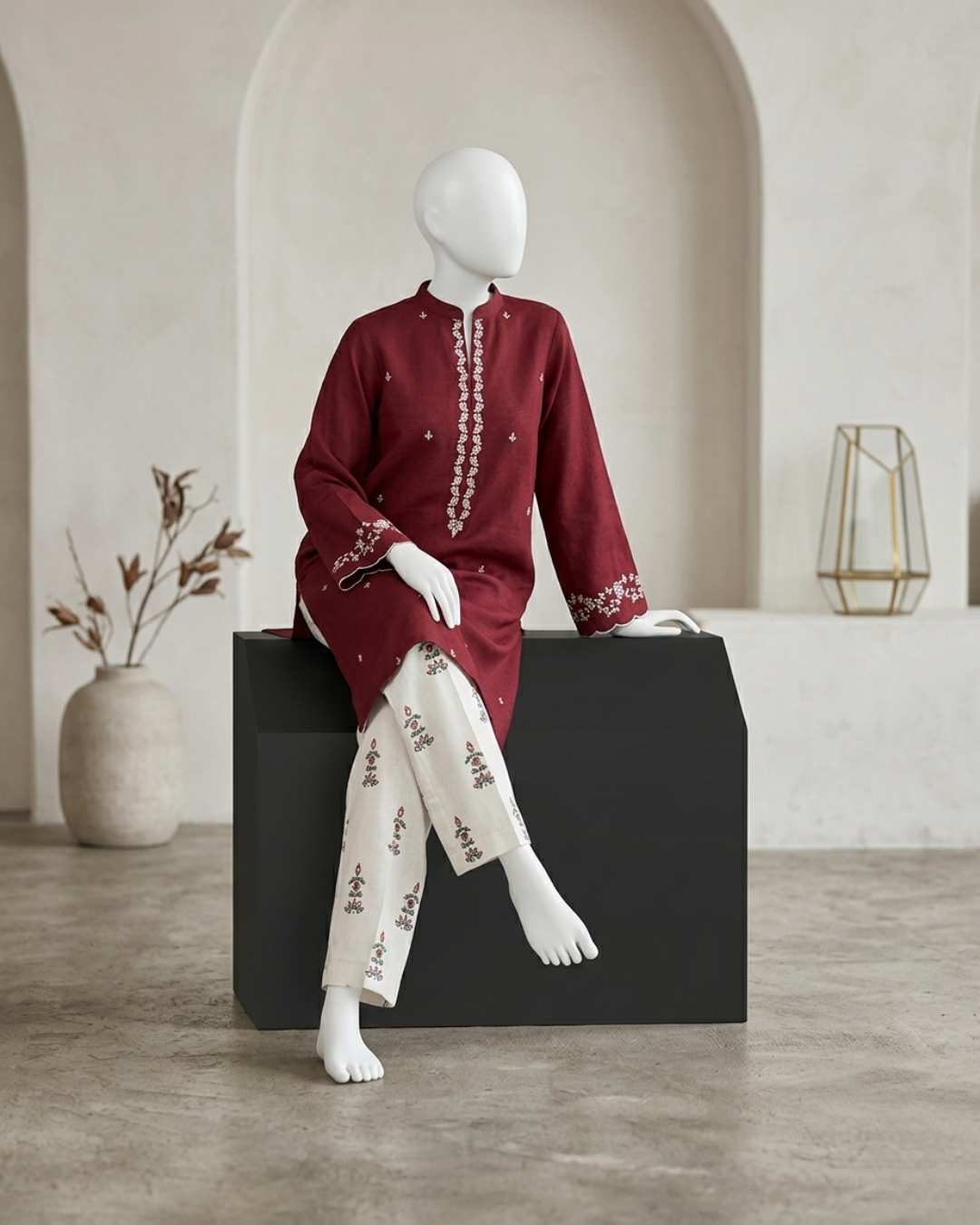 2PCS UNSTITCHED LAWN EMBRIODERED SUIT