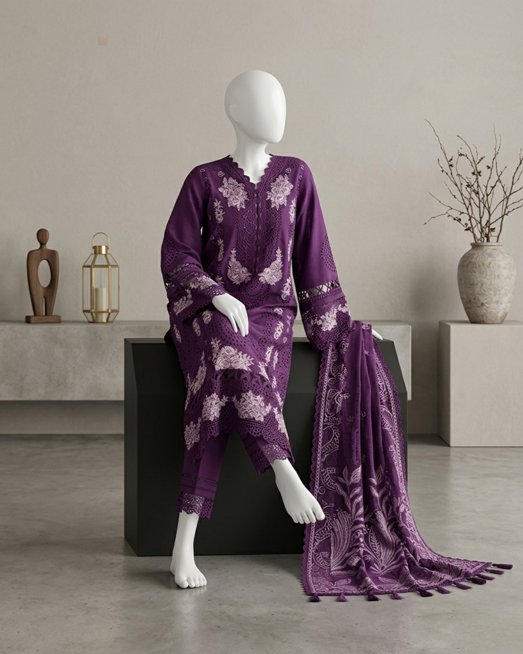 3PCS UNSTITCHED LAWN EMBRIODERED SUIT