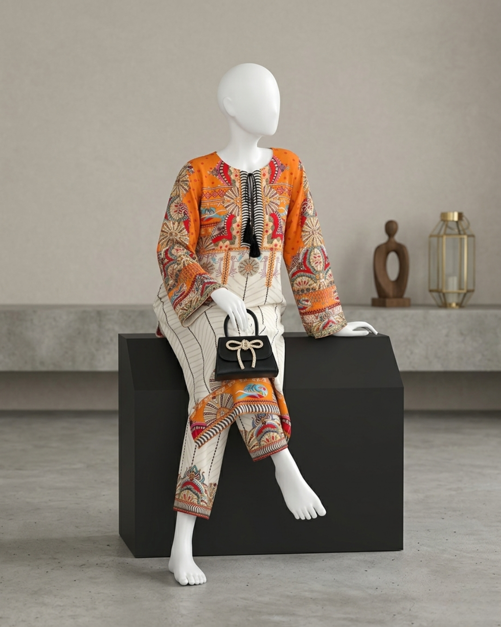 2PCS STITCHED SILK LAWN PRINTED SUIT
