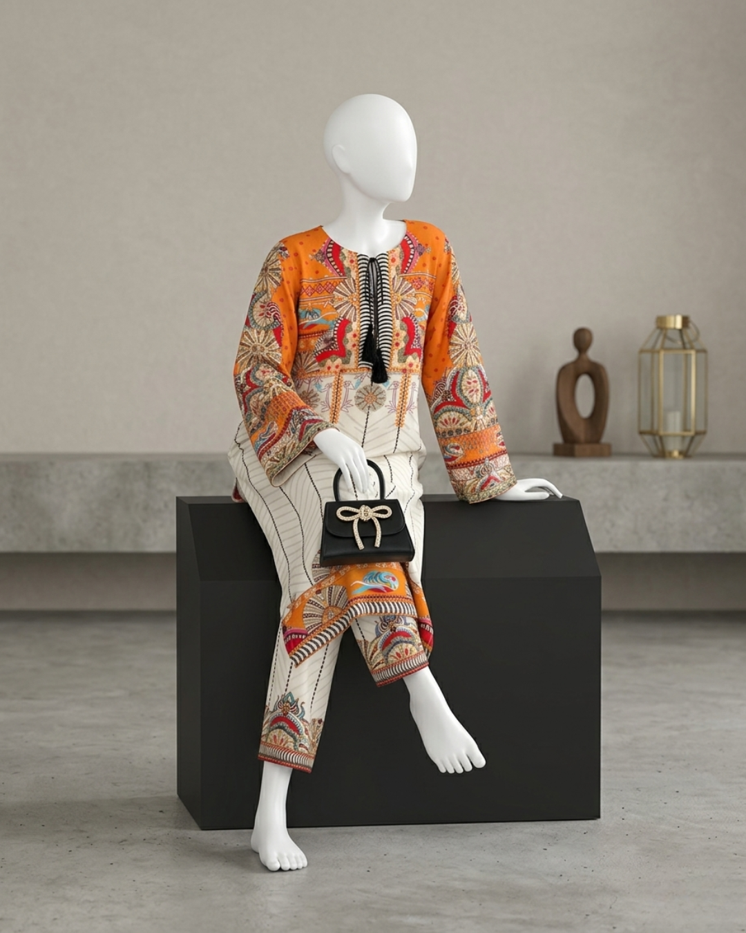 2PCS STITCHED SILK LAWN PRINTED SUIT