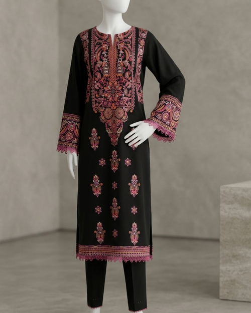 2PCS UNSTITCHTED LAWN EMBROIDERED SUIT