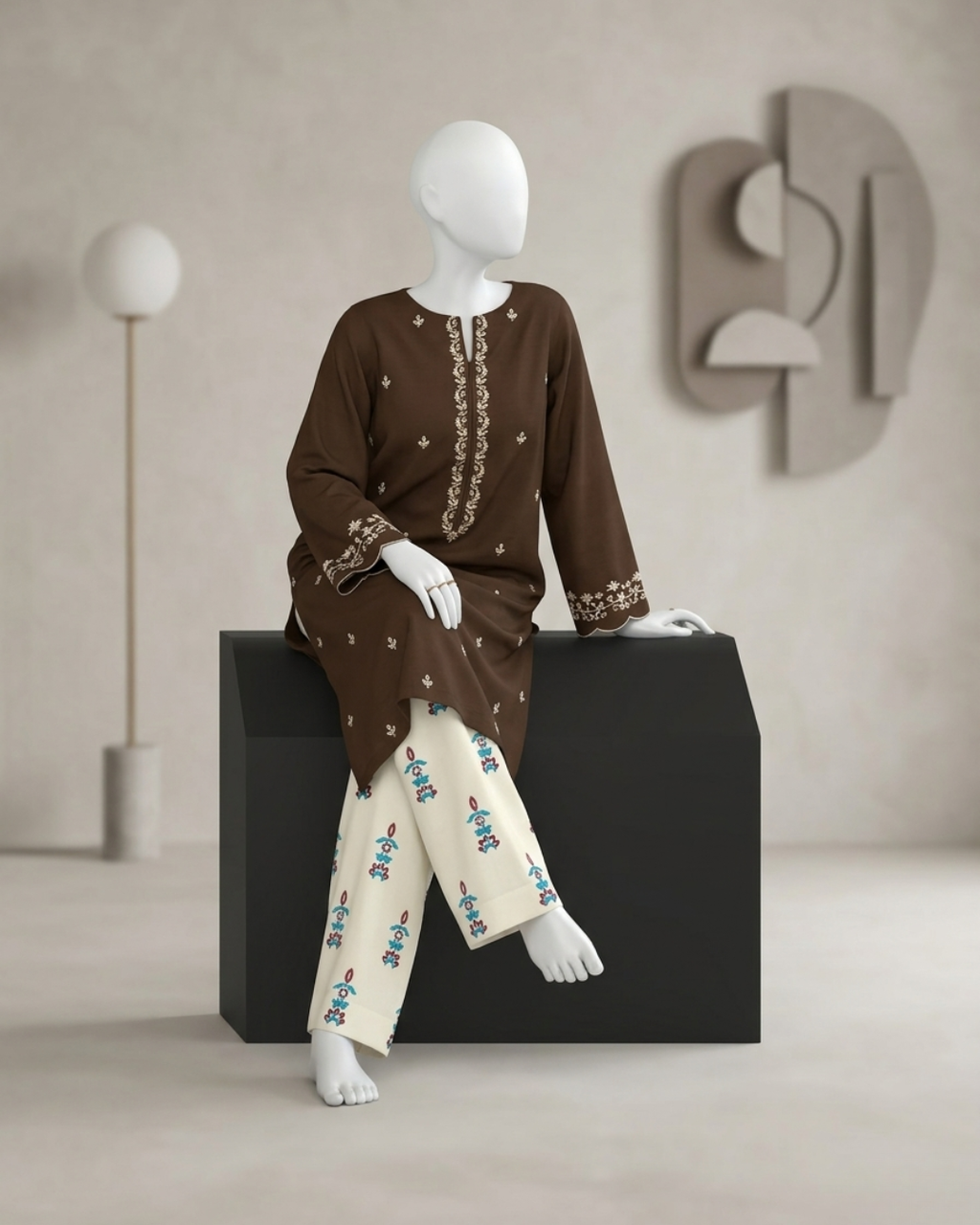 3PCS UNSTITCHED LAWN EMBROIDERED SUIT