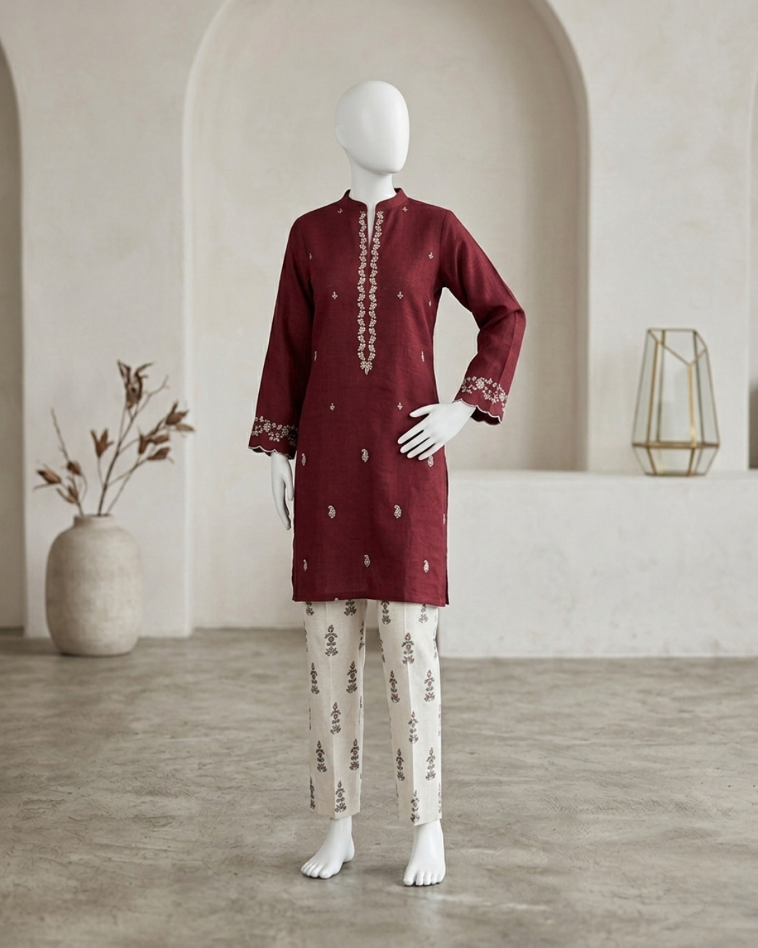 2PCS UNSTITCHED LAWN EMBRIODERED SUIT