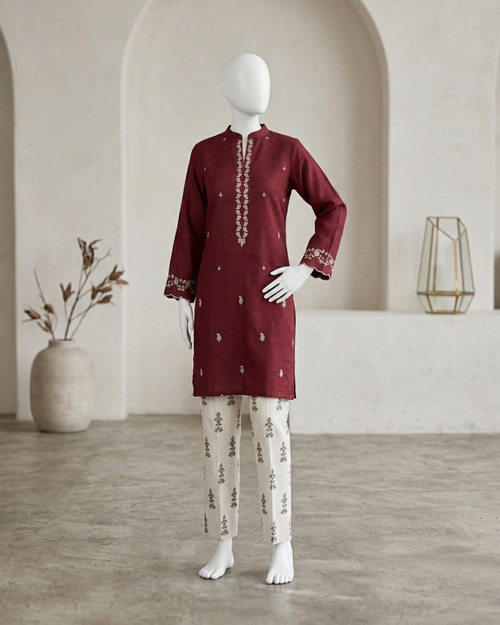 2PCS UNSTITCHED LAWN EMBRIODERED SUIT