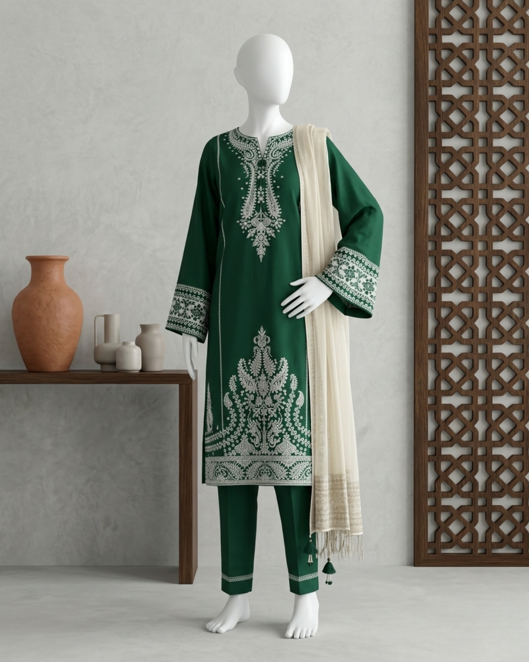 3PCS UNSTITCHED LAWN EMBRIODERED SUIT