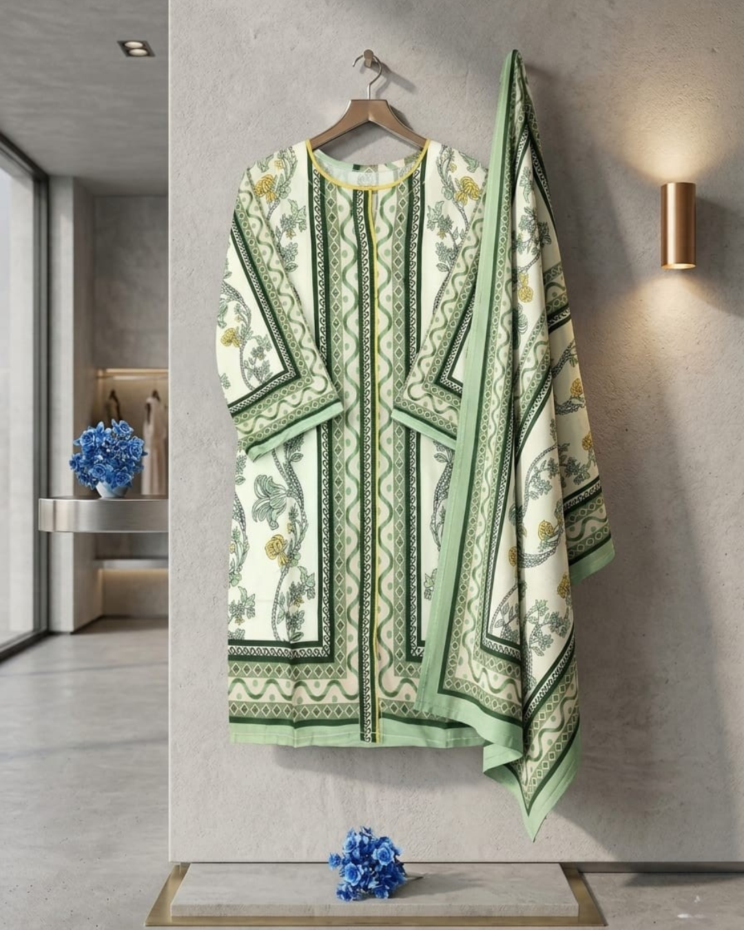 2PCS  STITCHED SWISS LAWN PRINTED SUIT