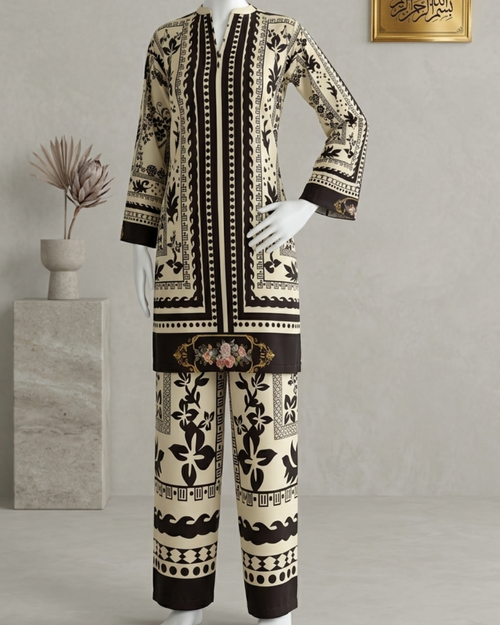2PCS STITCHED PRINTED SWISS LAWN