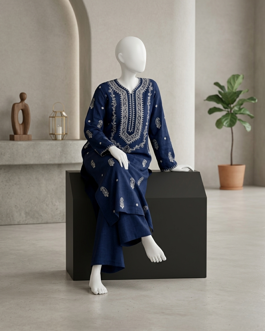 2PCS UNSTITCHED LAWN EMBRIODERED SUIT