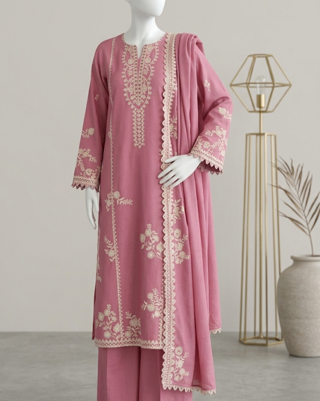 3PCS UNSTITCHED LAWN EMBRIODERED SUIT