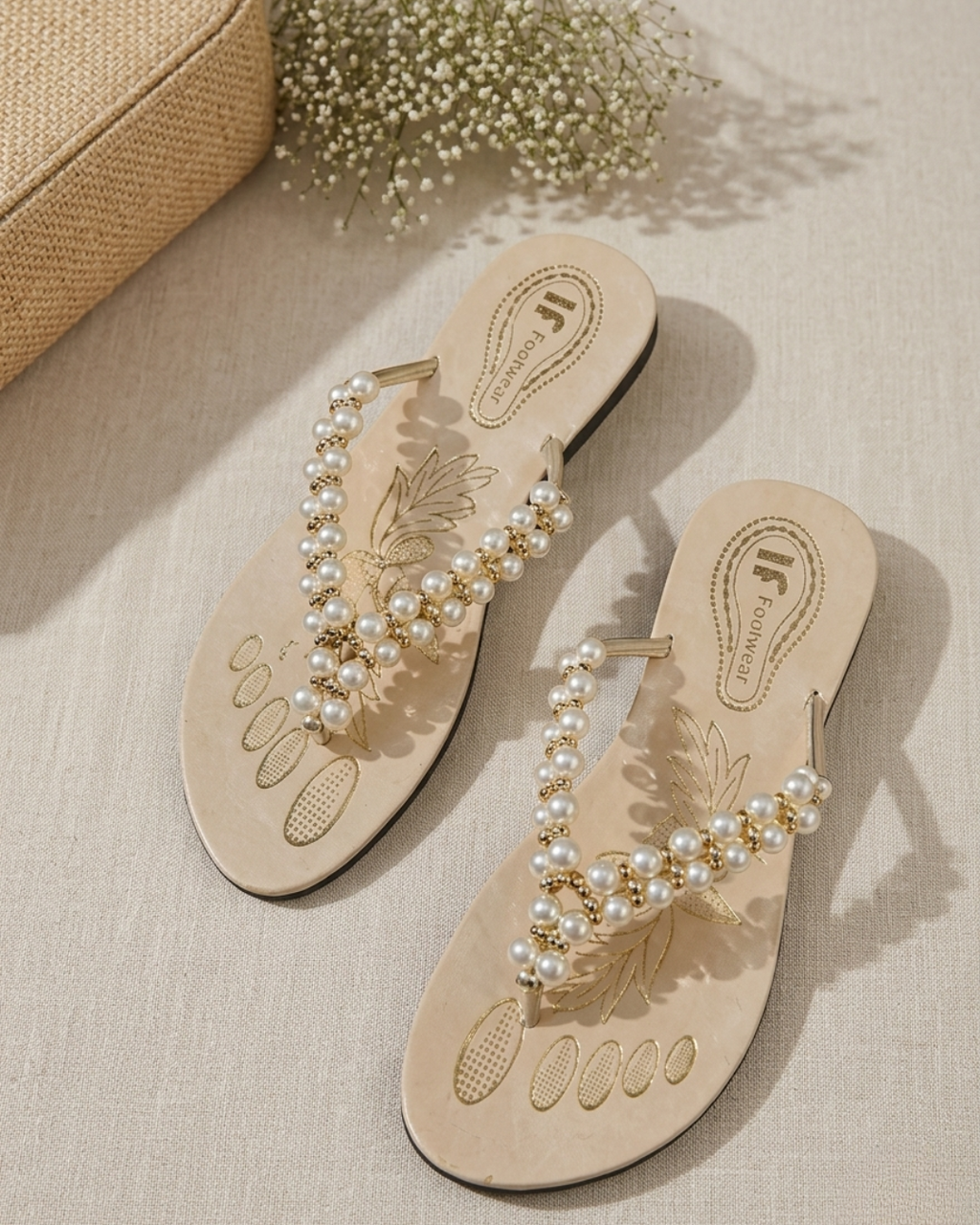 WOMENS CASUAL FLATS CORK BEADS