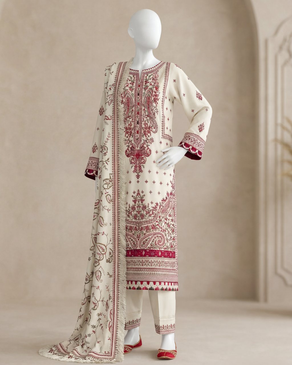 3PCS LAWN UNSTITCHED  EMBROIDERED SUIT