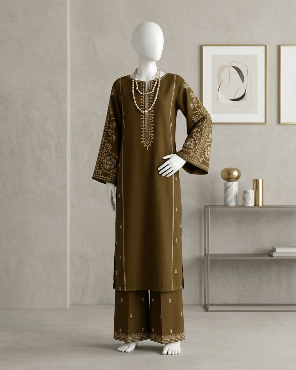 2PCS UNSTITCHED LAWN EMBRIODERED SUIT