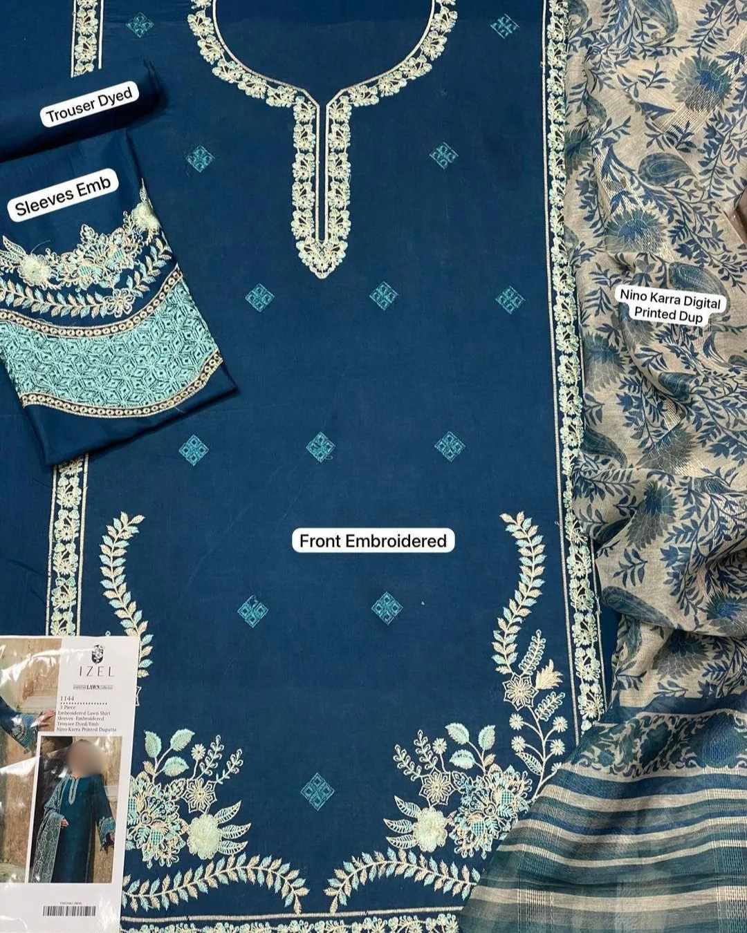 3PCS UNSTITCHED LAWN EMBROIDERED SUIT