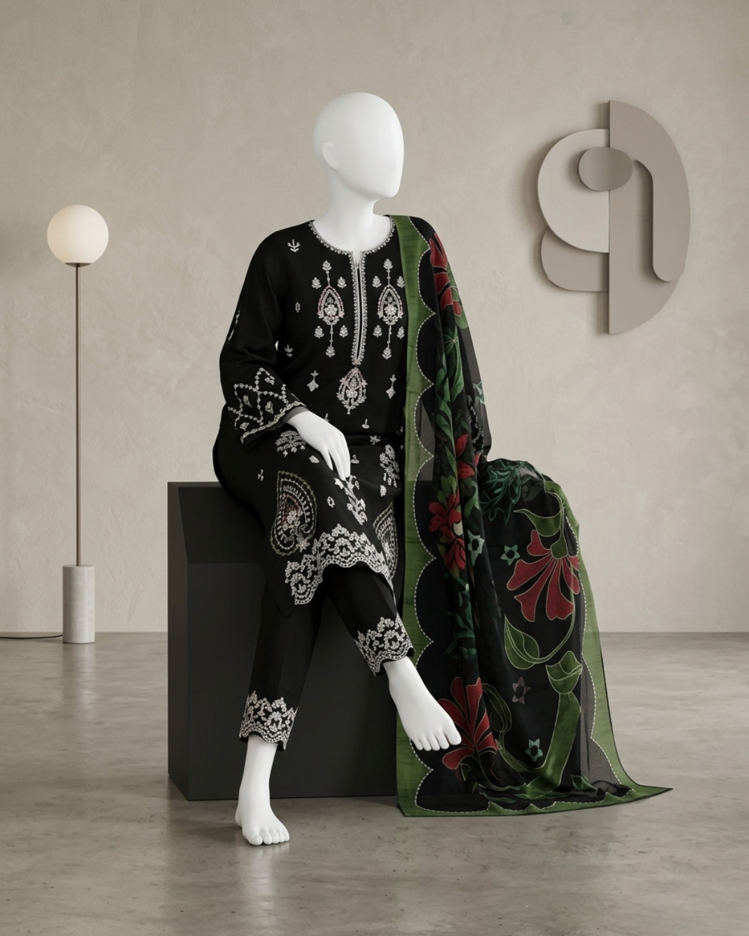 3PCS UNSTITCHED LAWN EMBROIDERED SUIT