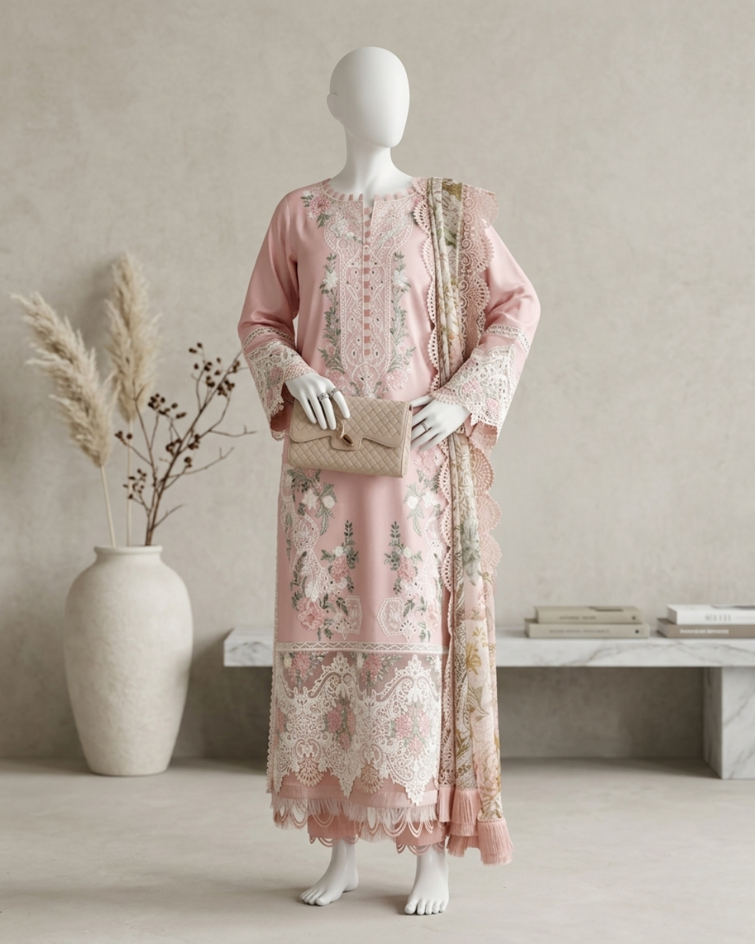 3PCS UNSTITCHED LAWN EMBRIODERED SUIT